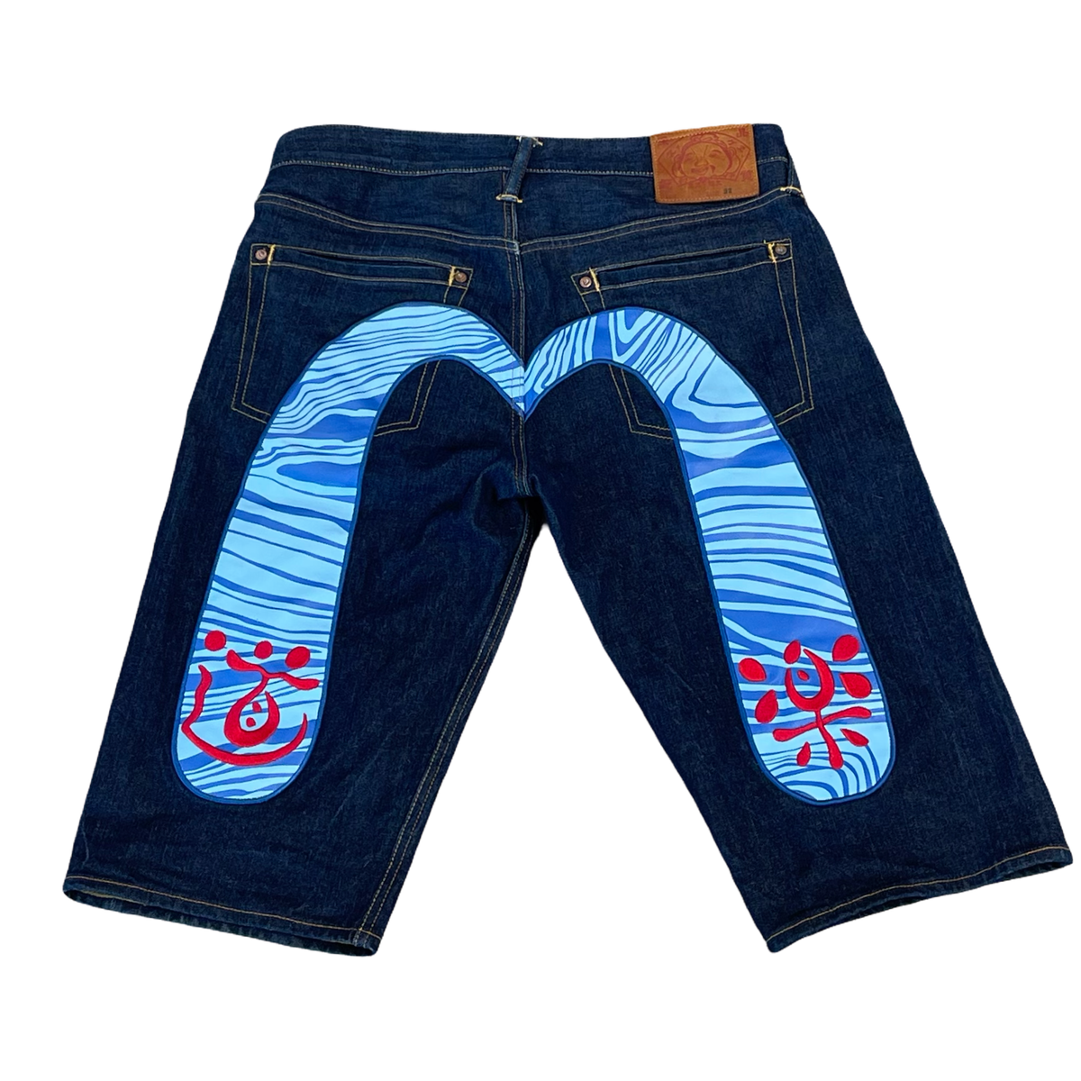 Evisu Blue Daicock Selvedge Denim Shorts