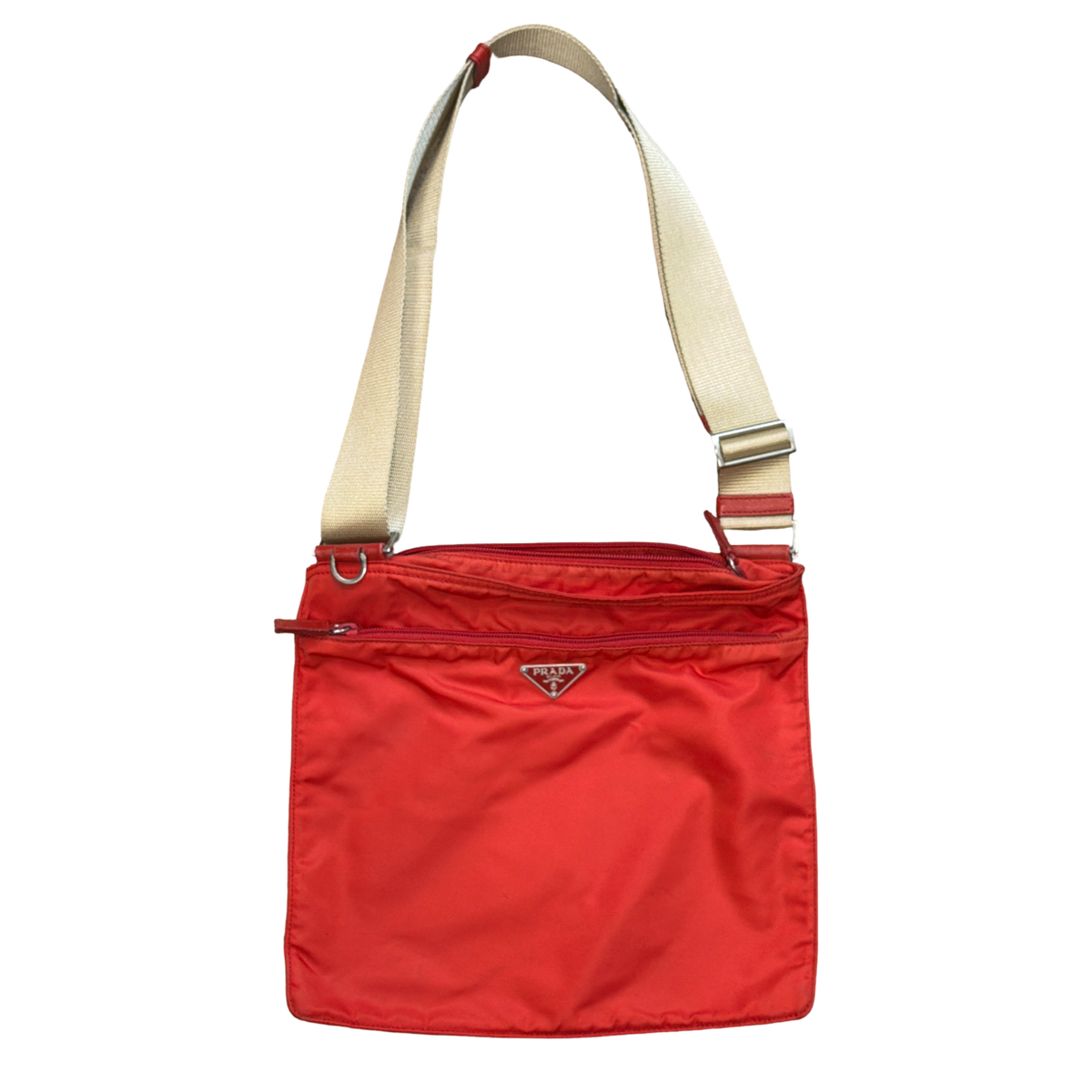 Prada Vintage Red Crossbody Flat Bag
