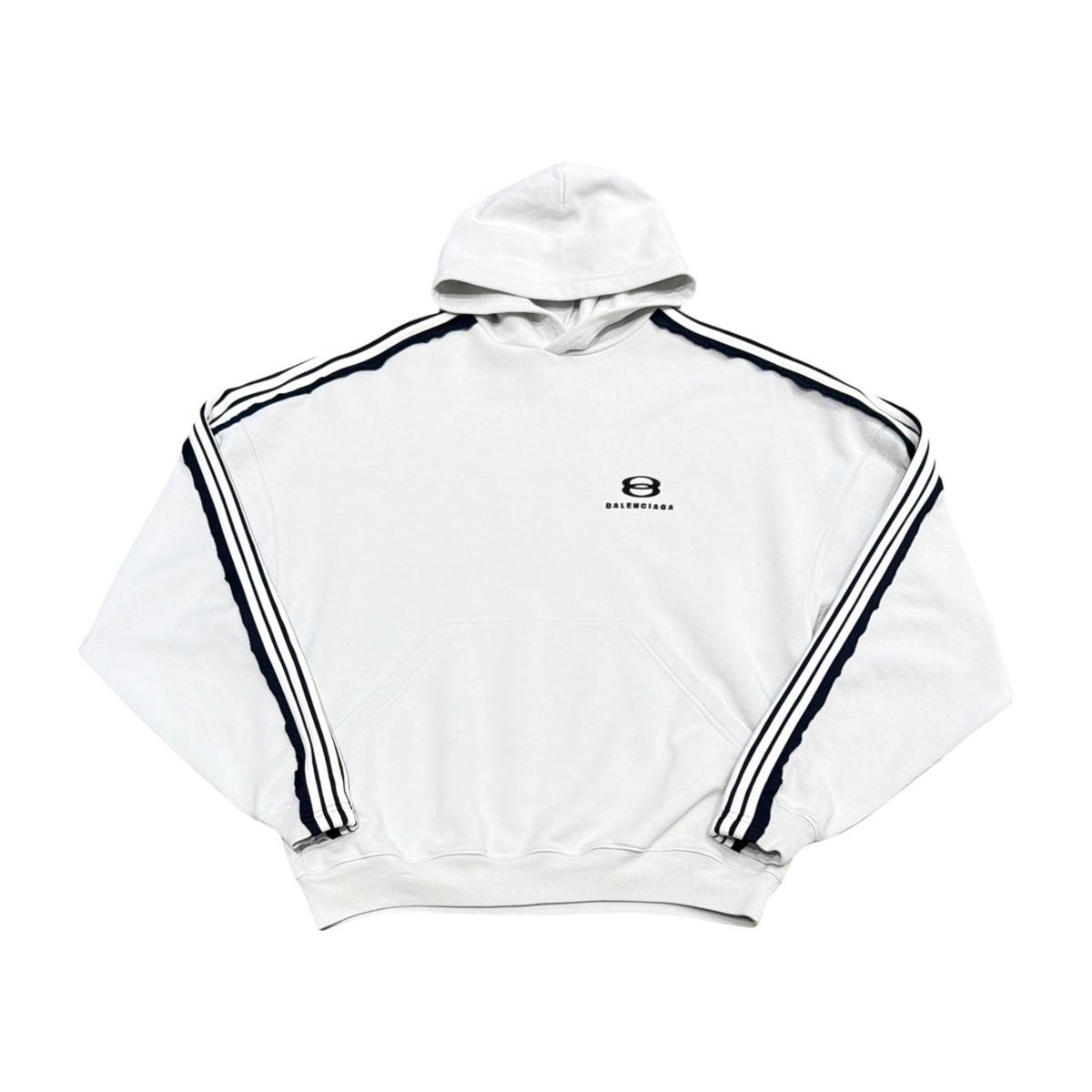 Balenciaga Cotton Stripe-Detail Logo Hoodie