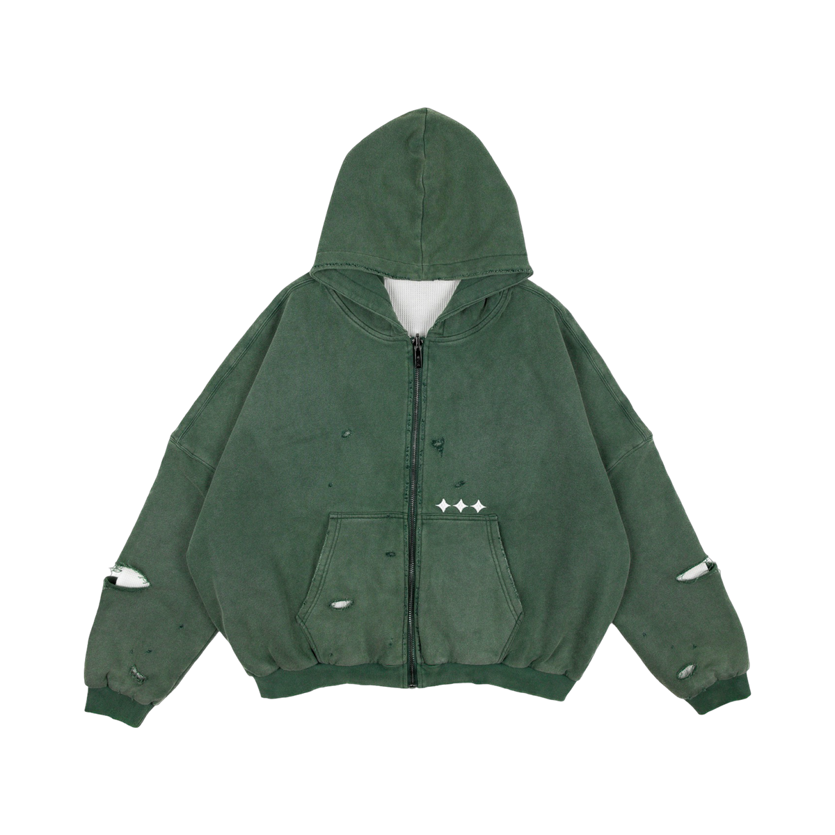Commons Reversible Thermal Zip Up Faded Green/White