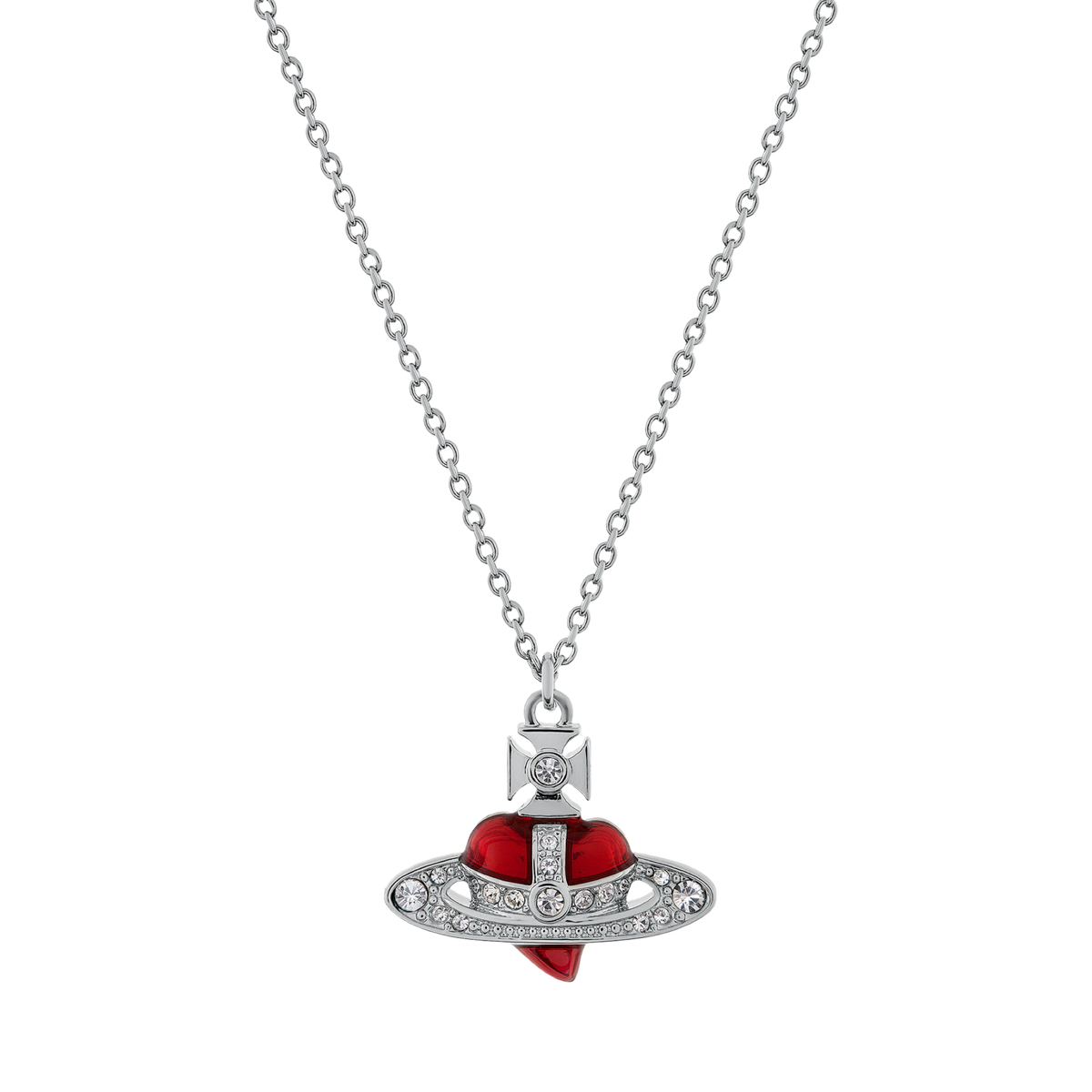 Vivienne Westwood New Diamante Heart Pendant Necklace Pink