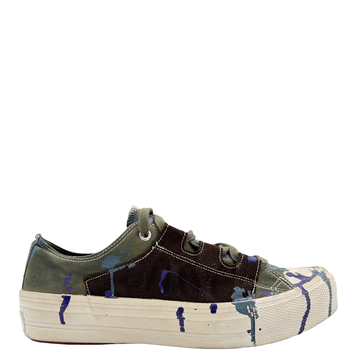 Needles Asymmetric Ghillie Sneaker Paint Olive