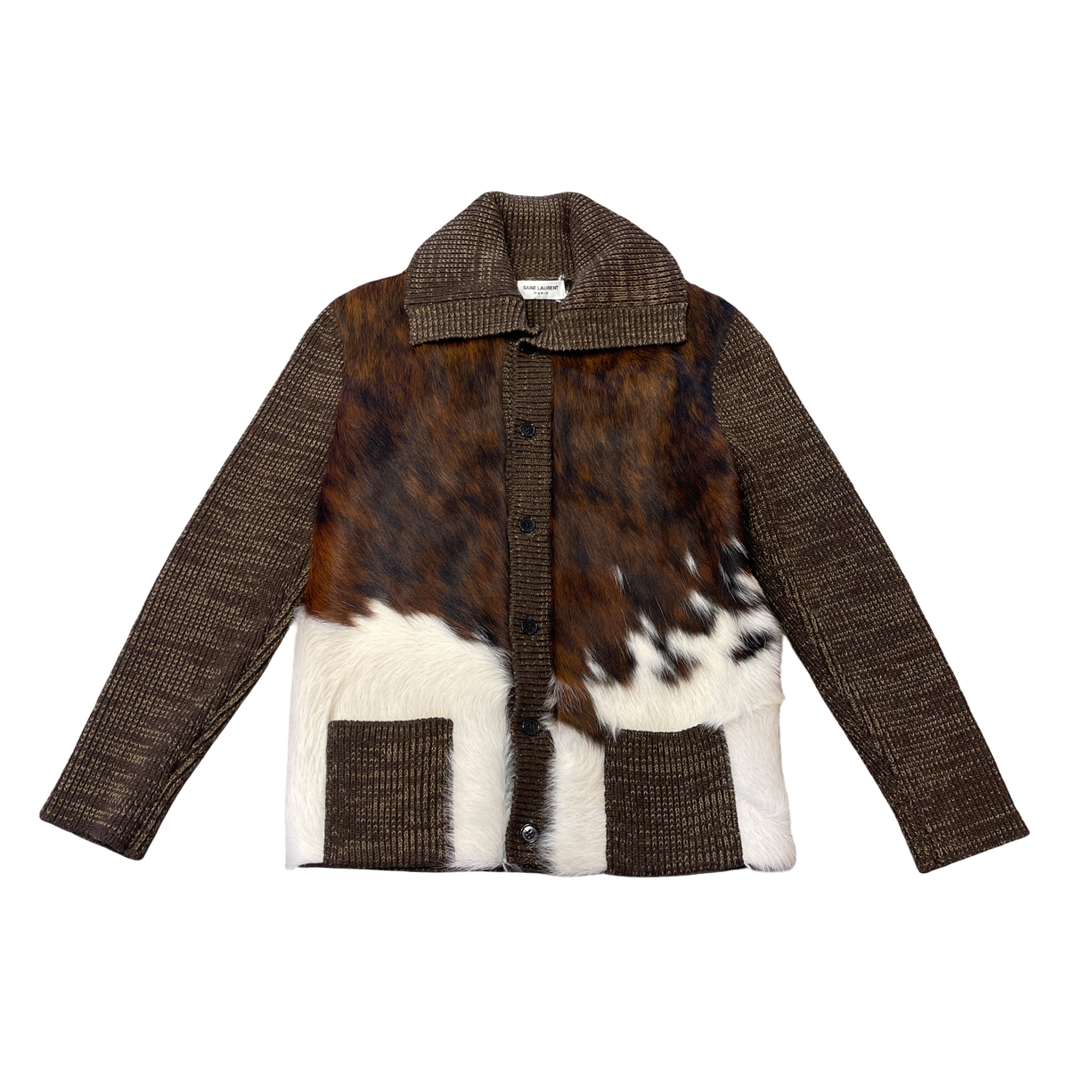 Saint Laurent Cow Print Fur Jacket
