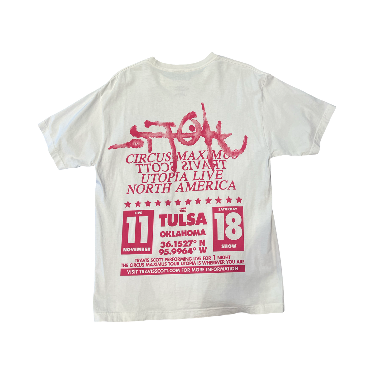 Travis Scott Utopia Circus Maximus Oklahoma Tulsa T-shirt White