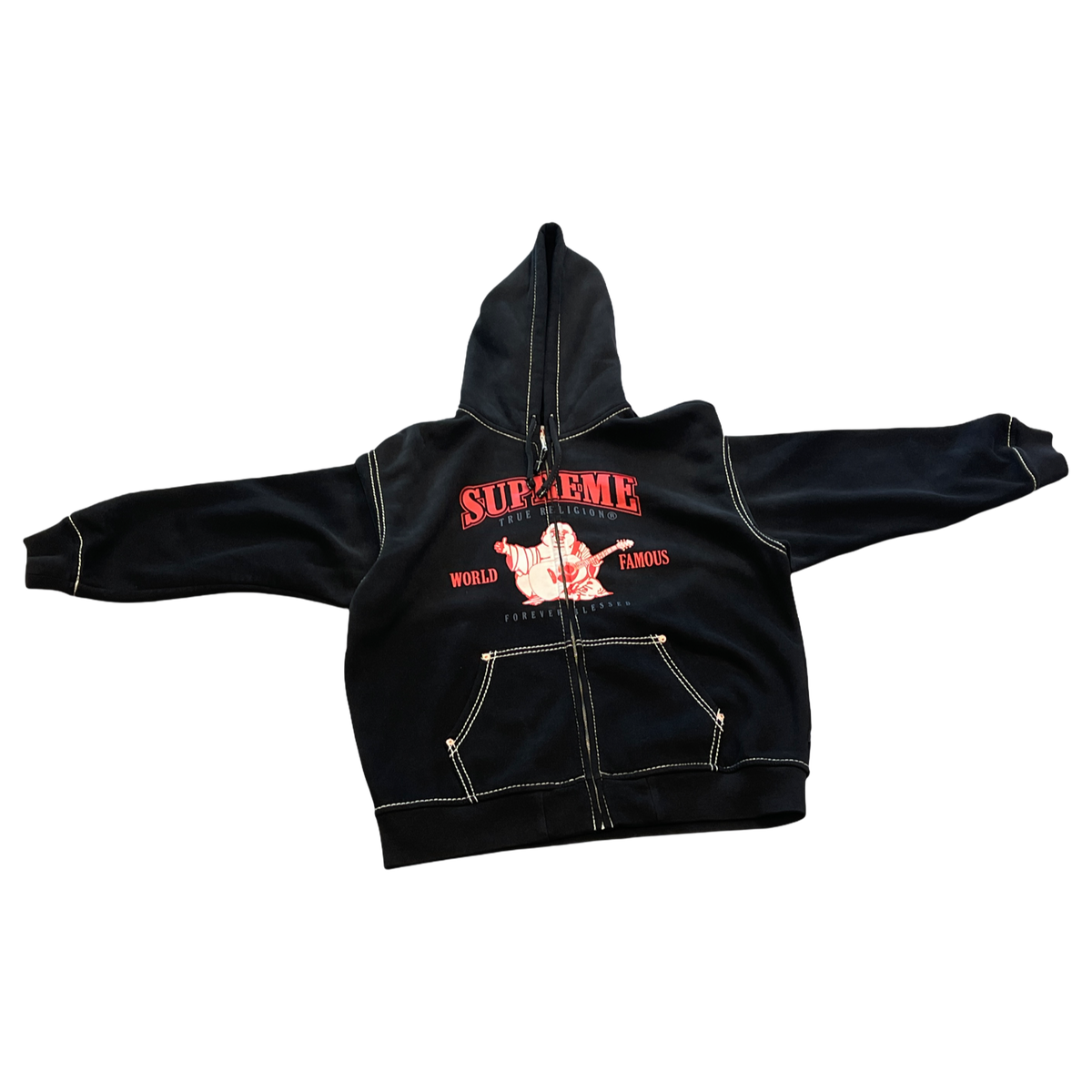 Supreme True Religion Zip Up Hooded Sweatshirt Black
