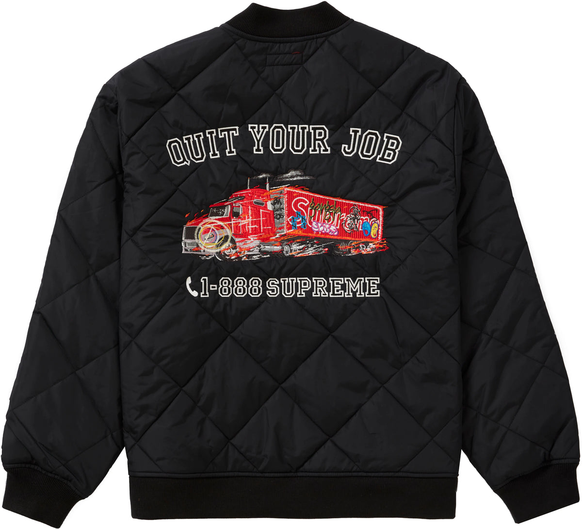 Supreme Quit Your Job Quilted Work Jacket Black