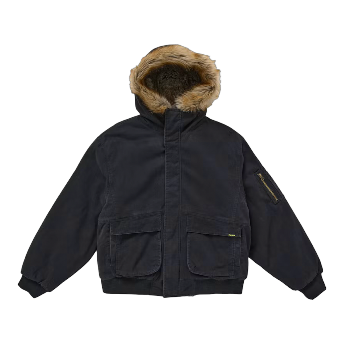 Supreme Reversible Faux Fur Hooded Work Jacket Black