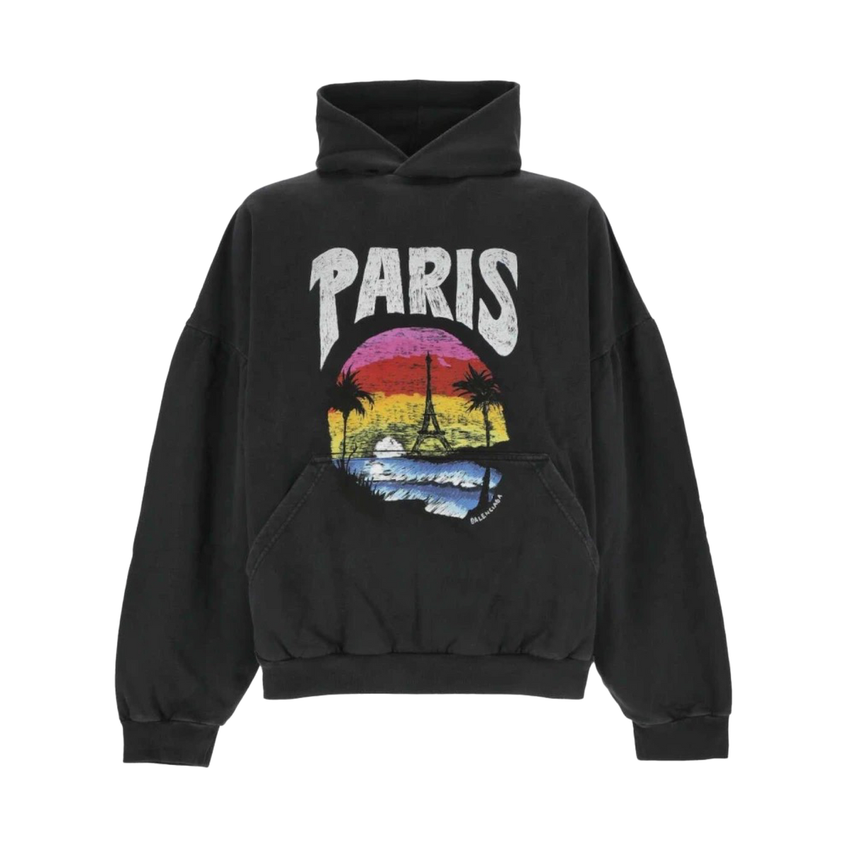 Balenciaga Paris Tropical Hoodie Black
