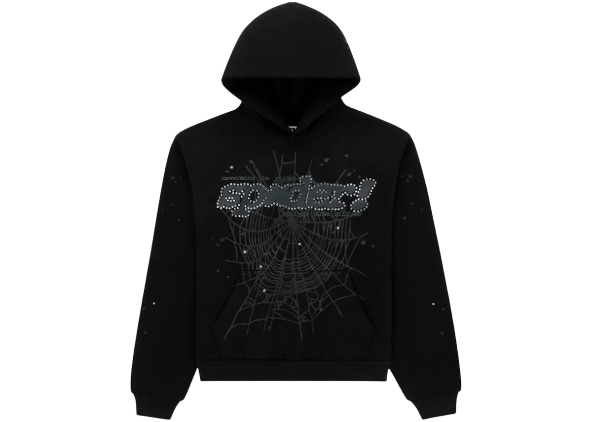 Sp5der Rhinestone Punk V2 Hoodie Black