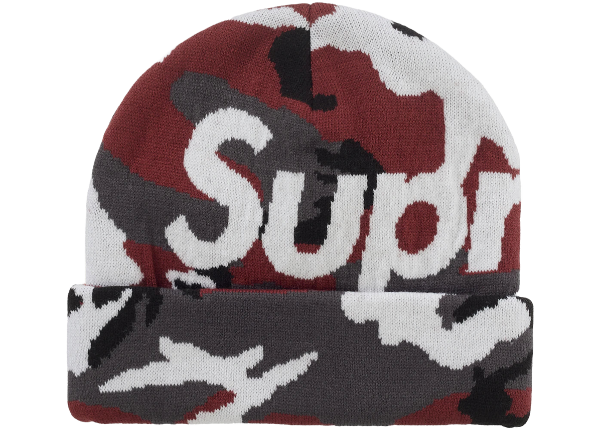 Supreme Camo Big Logo Beanie Red Camo