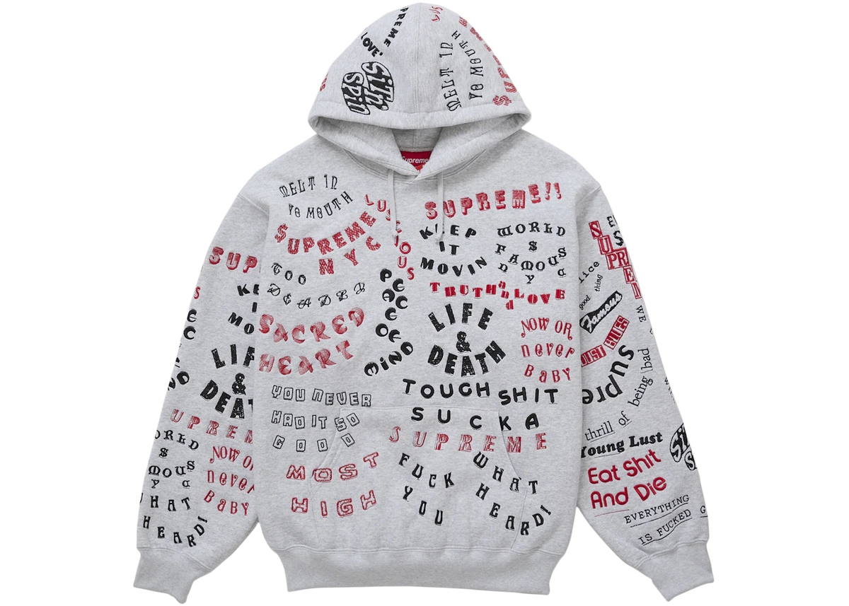 Supreme Too Deadly Hooded Sweatshirt Ash Grey