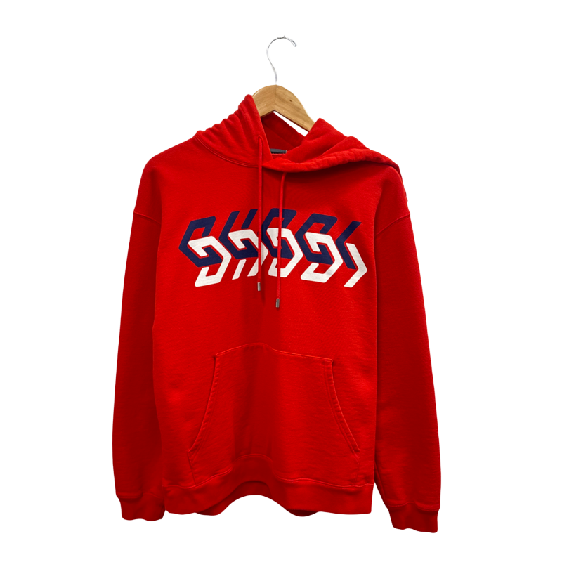 Gucci Mirror Print Logo Hoodie in Red - Pre-Owned XS