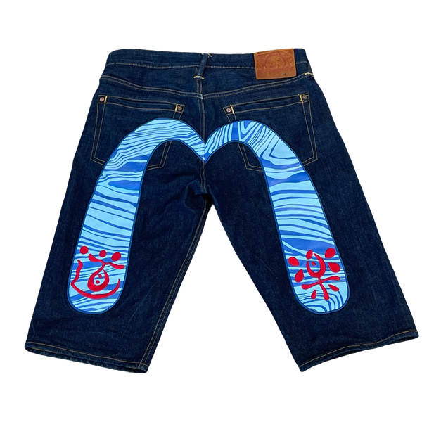 Evisu Blue Daicock Selvedge Denim Shorts