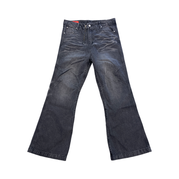 Bacykism FVR ADDICT FLARED WASHED PANTS (BLACK)