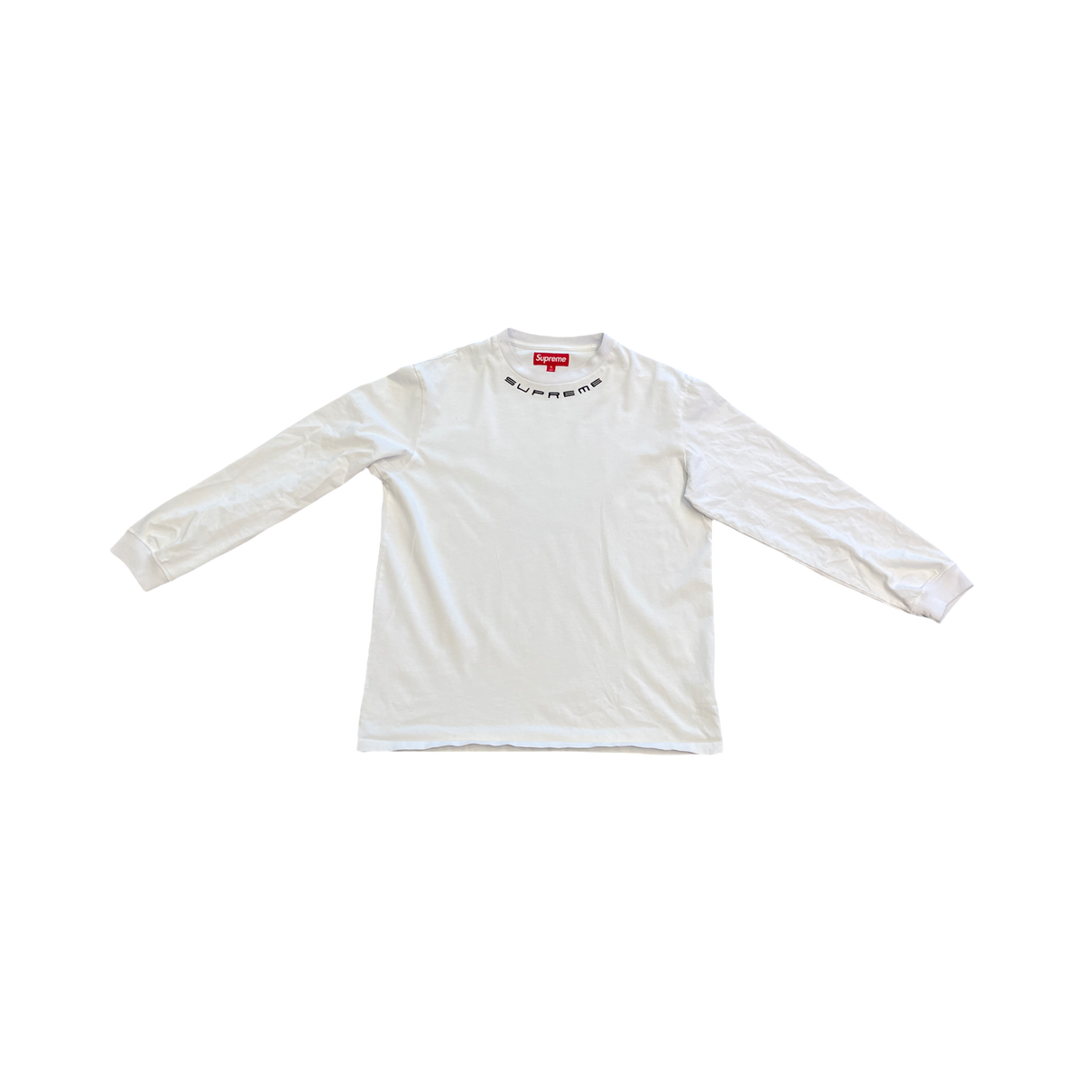 Supreme Collar Logo L/S Top White