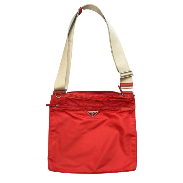 Prada Vintage Red Crossbody Flat Bag
