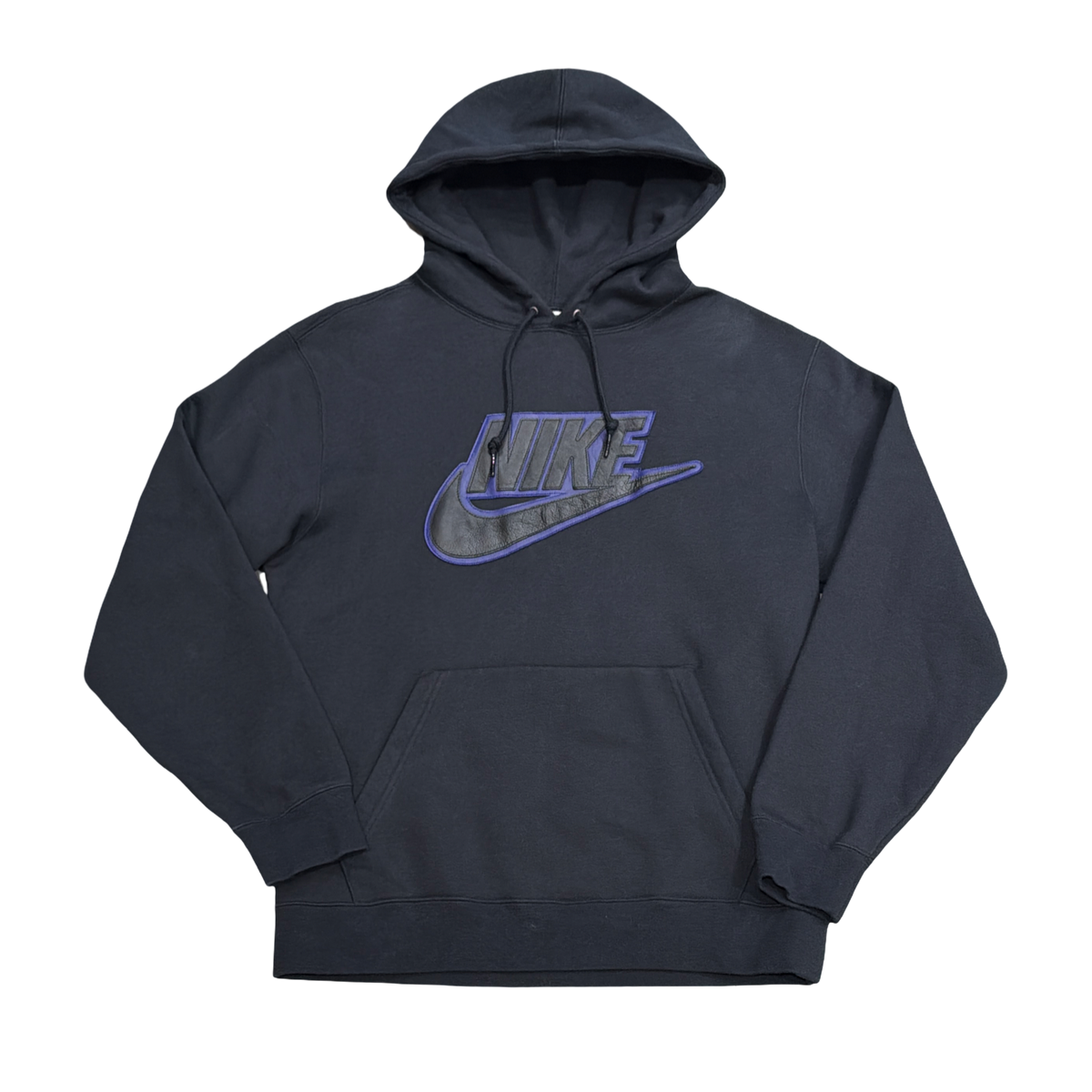 Supreme Nike Leather Applique Hooded Sweatshirt Black