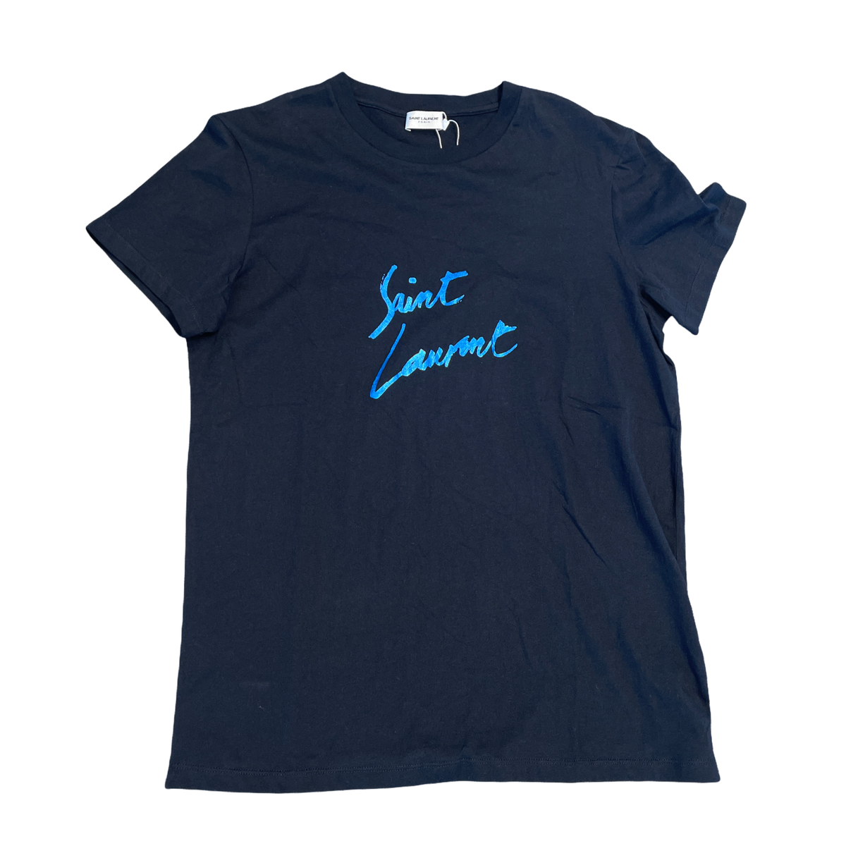 Saint Laurent Metallic Script Logo Signature Tee