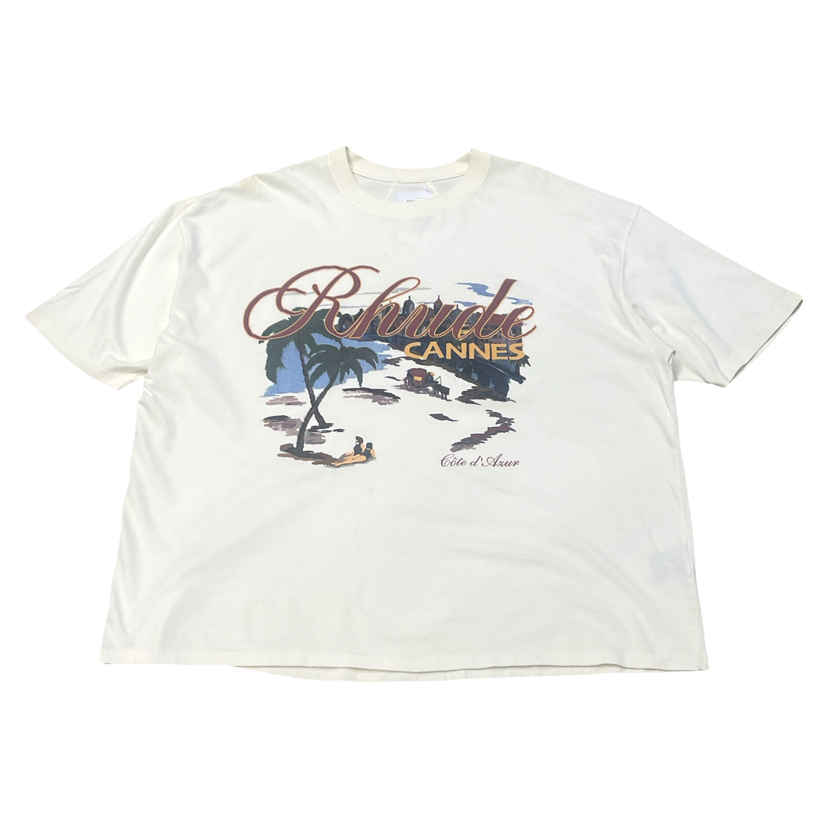 Rhude Cannes Beach T-Shirt Vintage White