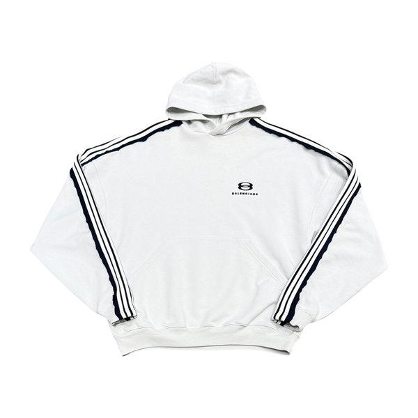 Balenciaga Cotton Stripe-Detail Logo Hoodie