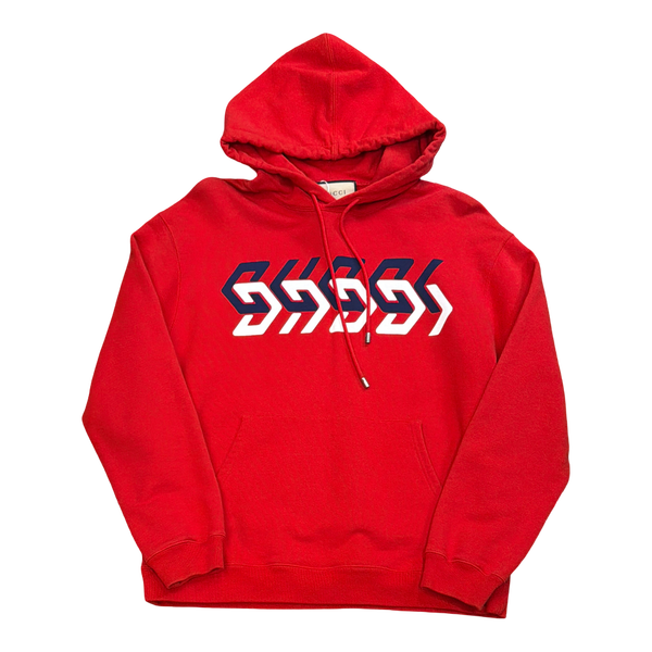 Gucci Mirror Print Logo Hoodie Red