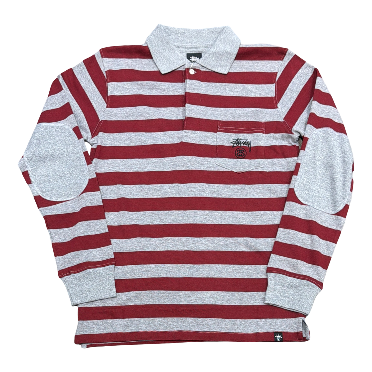 Stussy 90s Pin Striped Rugby Red