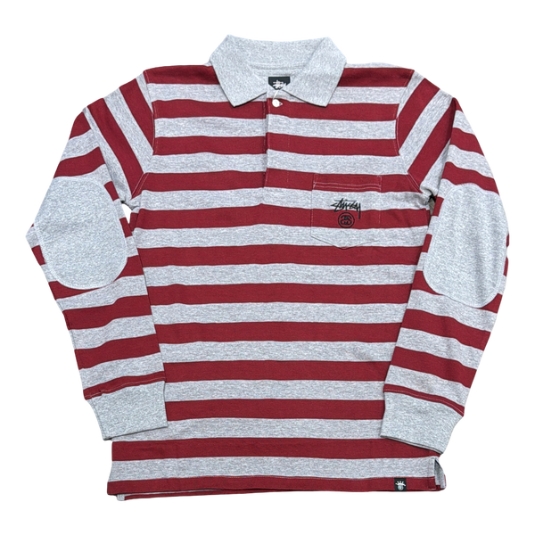Stussy 90s Pin Striped Rugby Red