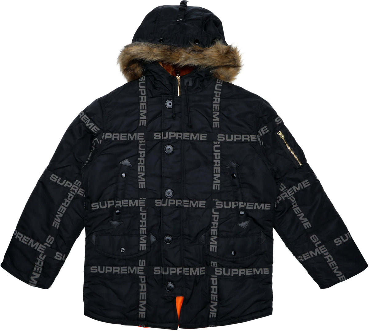 Supreme Logo Tape N-3B Parka Black