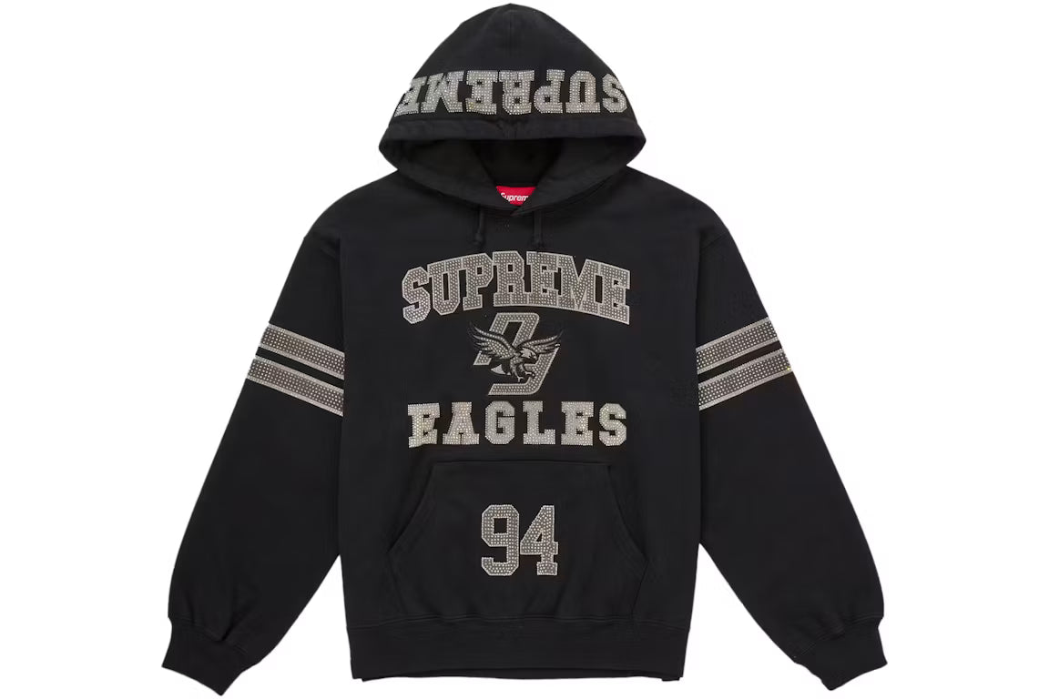 Supreme Rhinestone Eagle Hooded Sweatshirt Black