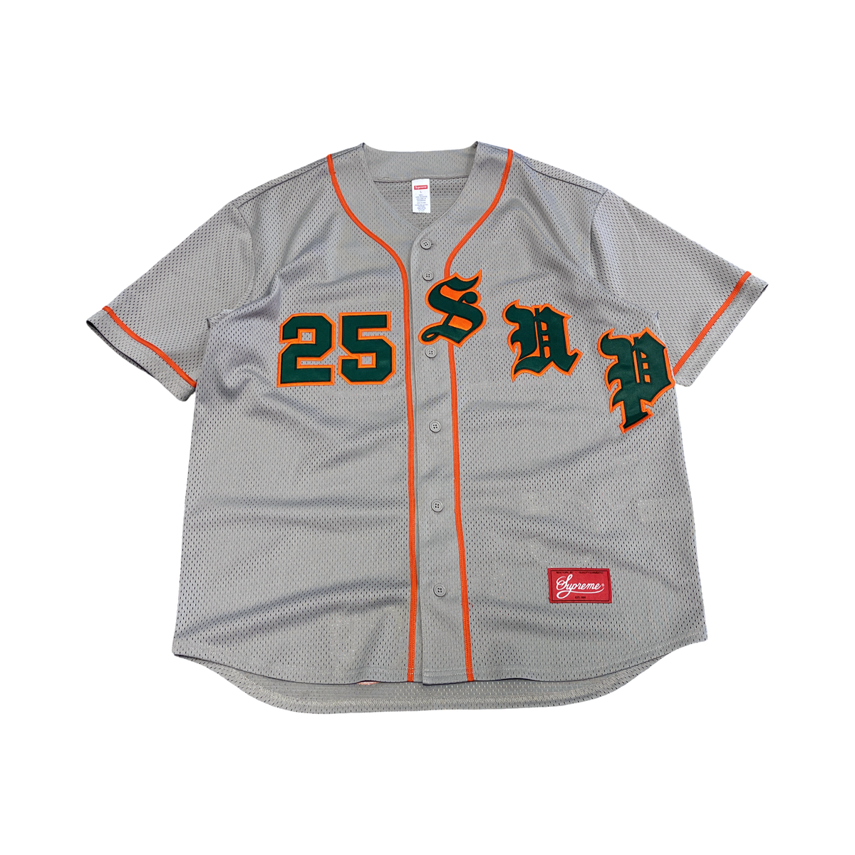 Supreme Old English Baseball Jersey Grey