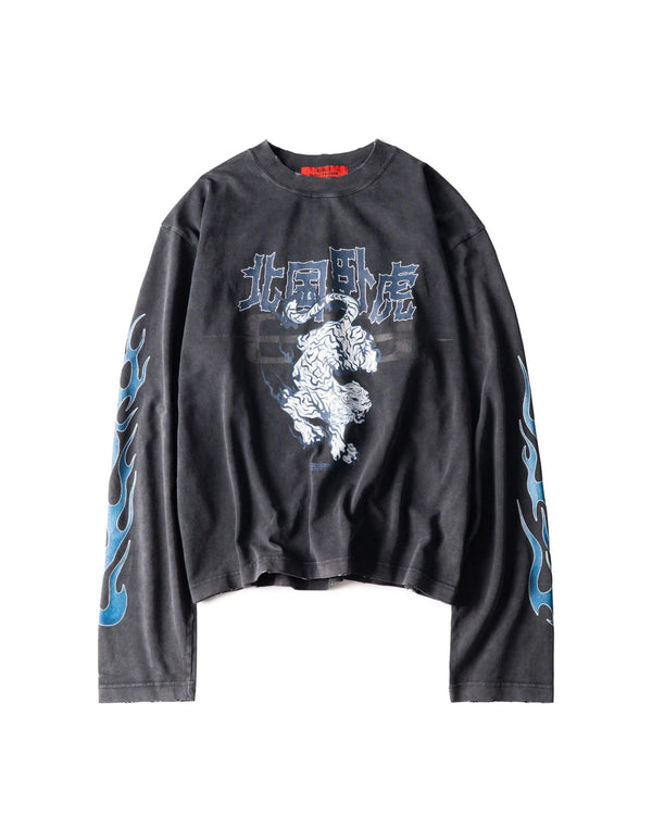 Bacyism BCK TIGER FLAME WASHED LONGSLEEVE