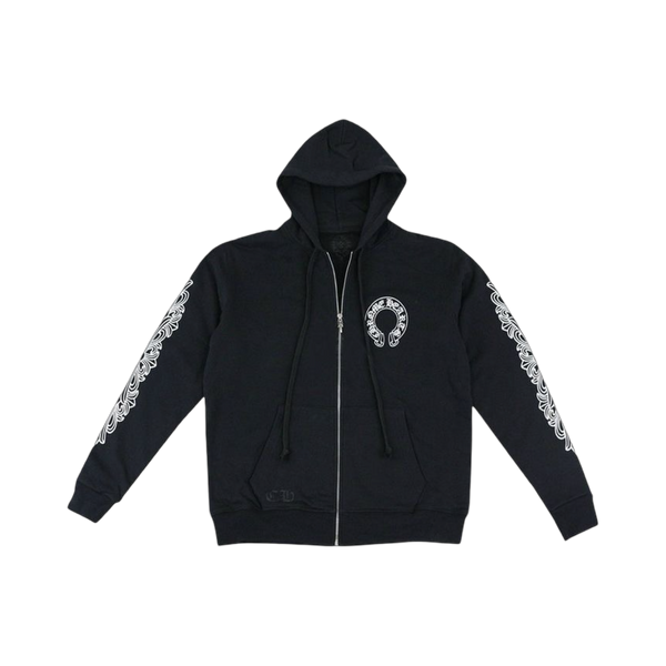 Chrome Hearts Horseshoe Floral Cross Sleeve Zip Up Hoodie