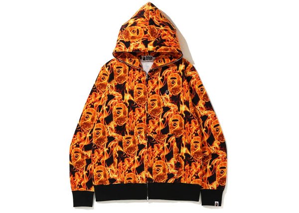 BAPE Flame Wide Full Zip Hoodie Orange
