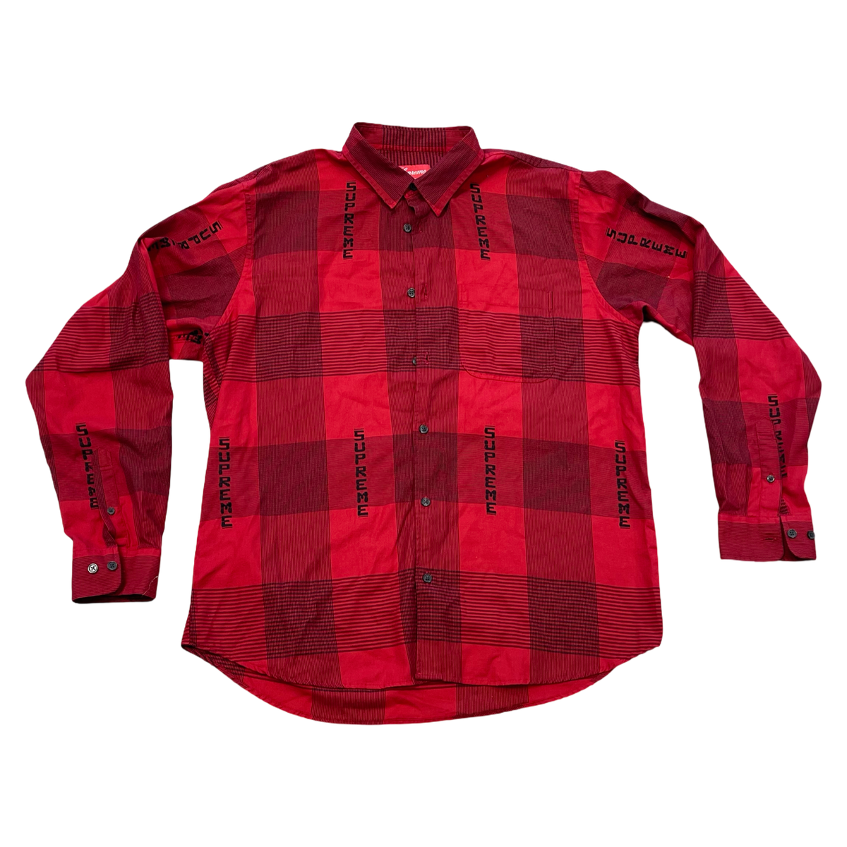 Supreme Logo Plaid Shirt Red
