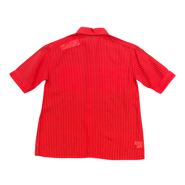 Christian Dior Sheer Red Short-Sleeve Button-Up Shirt