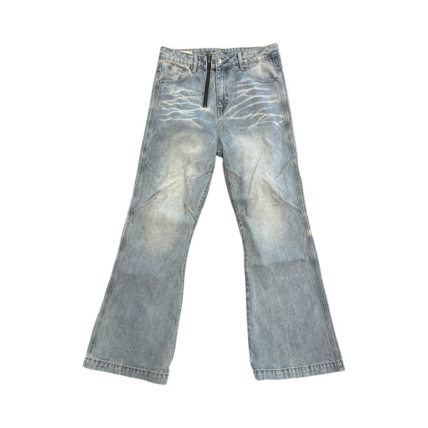 Bacykism FVR ADDICT FLARED WASHED PANTS (BLUE)