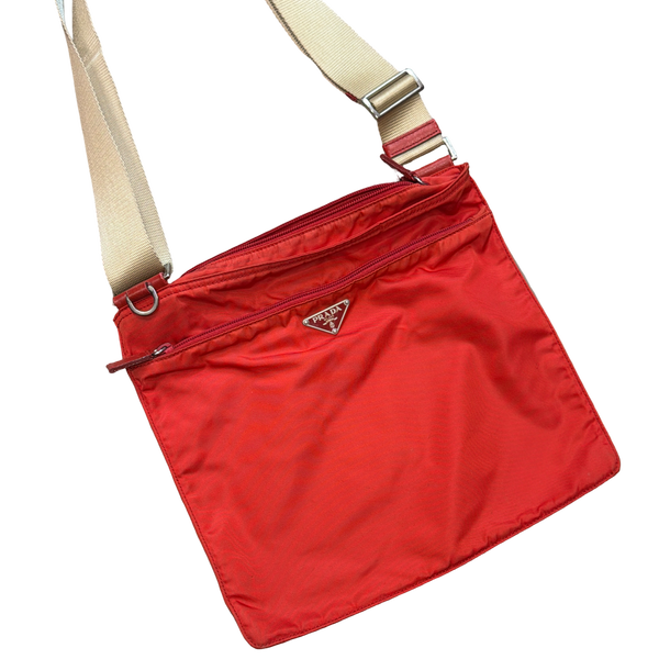 Prada Vintage Red Crossbody Flat Bag