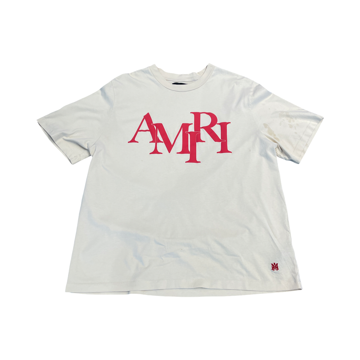 Amiri Staggered Logo T-Shirt (Cream/Light Beige)