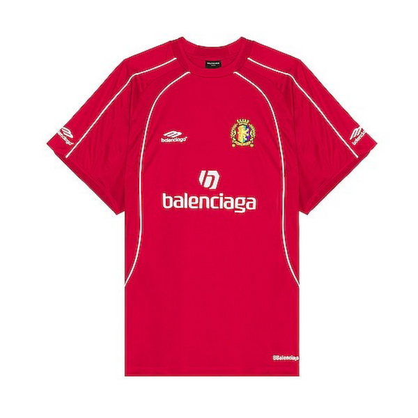Balenciaga Oversized Lion Criest Technical Soccer Jersey Red