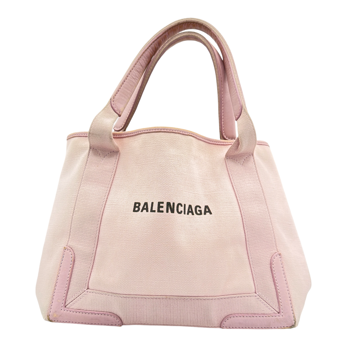 Balenciaga Pink Navy Cabas Logo Bag