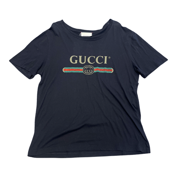 Gucci Oversize Washed T-Shirt With Gucci Logo Black