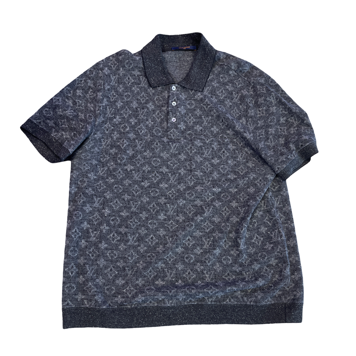 Louis Vuitton Monogram Wool-Silk Polo Shirt Charcoal