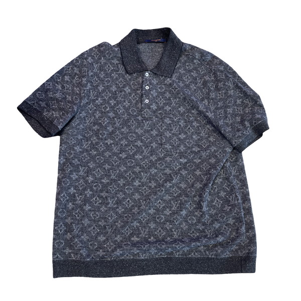 Louis Vuitton Monogram Wool-Silk Polo Shirt Charcoal