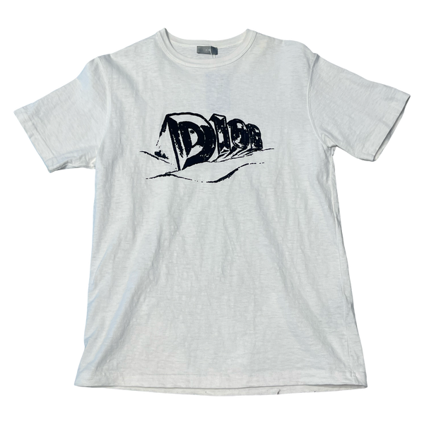 Dior Velour Graphic T Shirt White (Right shoulder Stain)