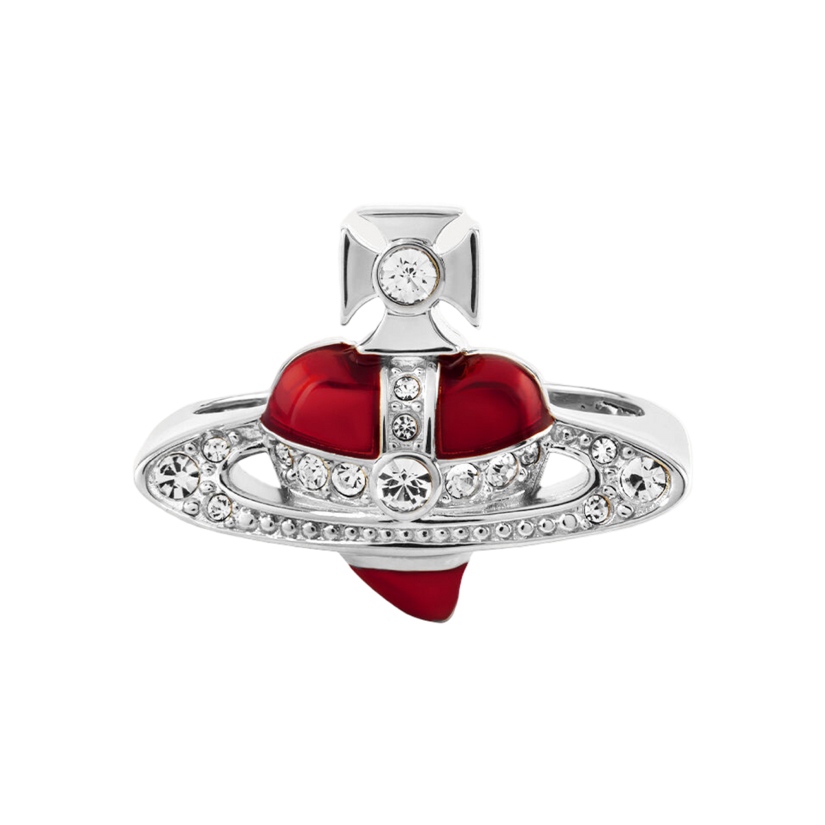 Vivienne Westwood New Diamante Heart Ring Pink