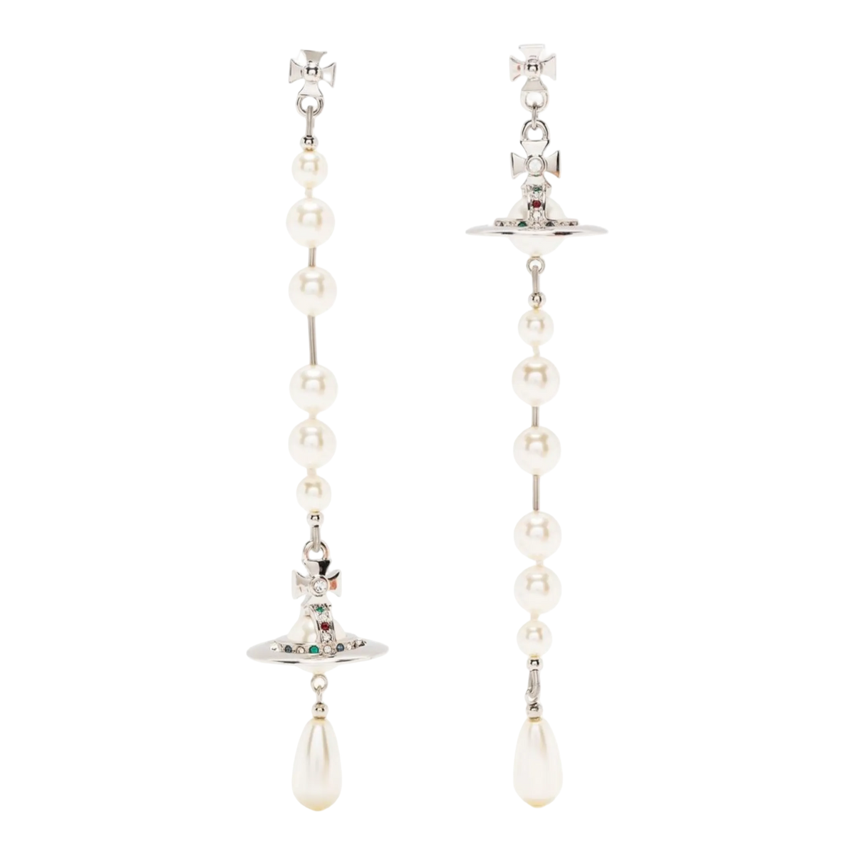 Vivienne Westwood Broken Pearl Earrings Platinum