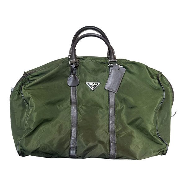 Prada Triangle Logo Tessuto Duffle Bag