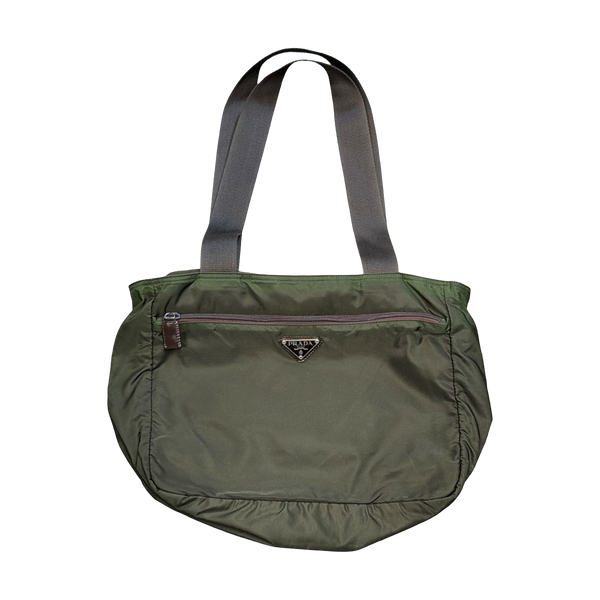 Prada Triangle Logo Nylon Tote Bag