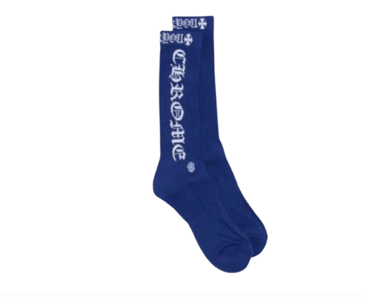 Chrome Hearts Fuck You Logo Socks Blue