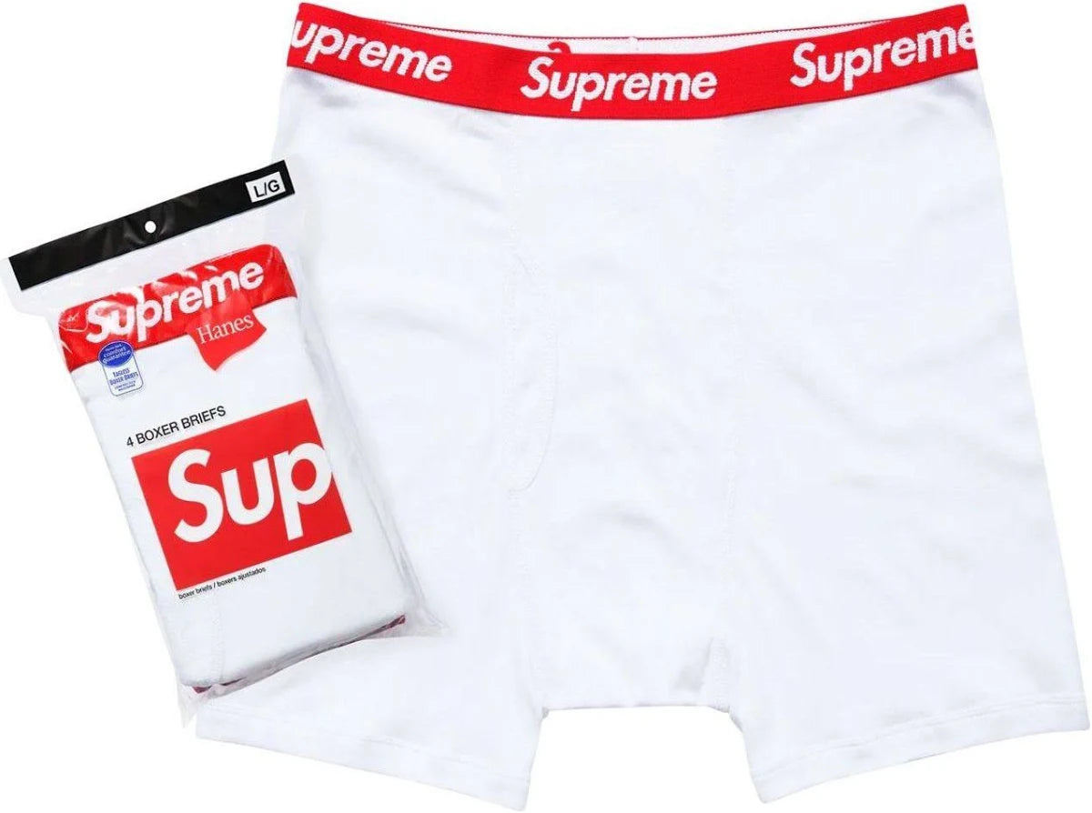 Supreme Hanes Boxer Briefs White (4 Pack)